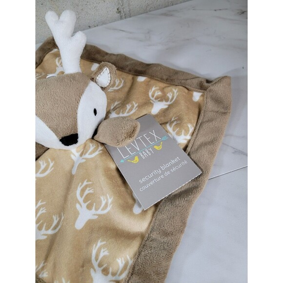 11" Levtex Baby Deer Lovey Plush Security Blanket Buck Antlers‎ Reindeer Brown - Picture 4 of 8